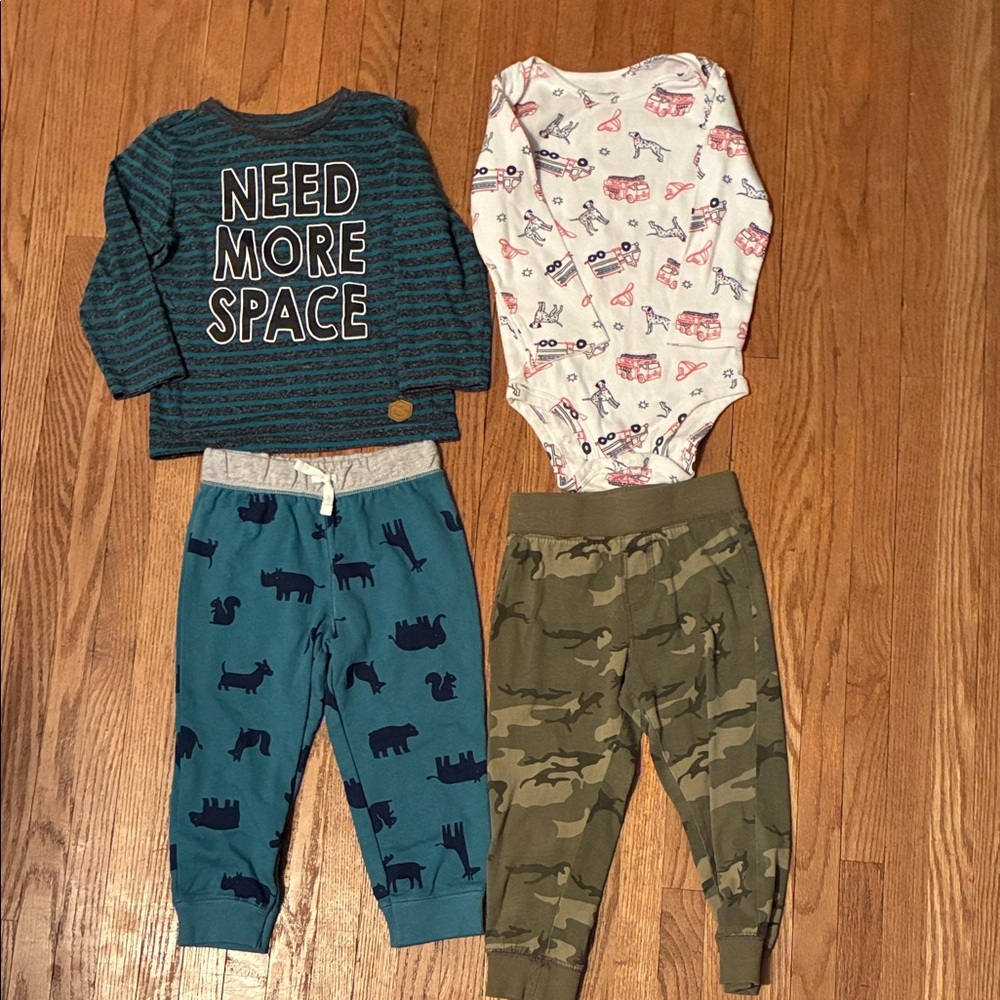 Carter's and George Teal and Camouflage Joggers and Shirt and Onesie for Boys